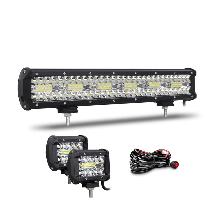 Willpower 17 Zoll 43CM 360W Led Arbeitsscheinwerfer Bar + 4 Zoll 10CM 60W Led Scheinwerfer + Kabelba