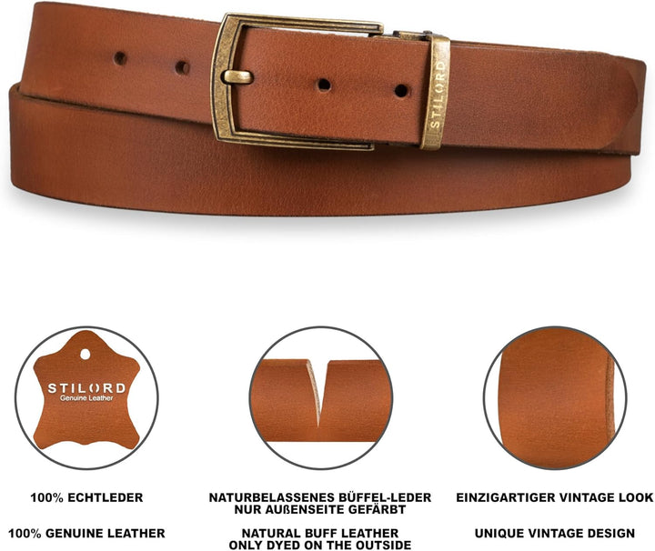 STILORD Ledergürtel Braun Männer Business oder Jeans Herren Gürtel aus echtem Büffel-Leder Universal