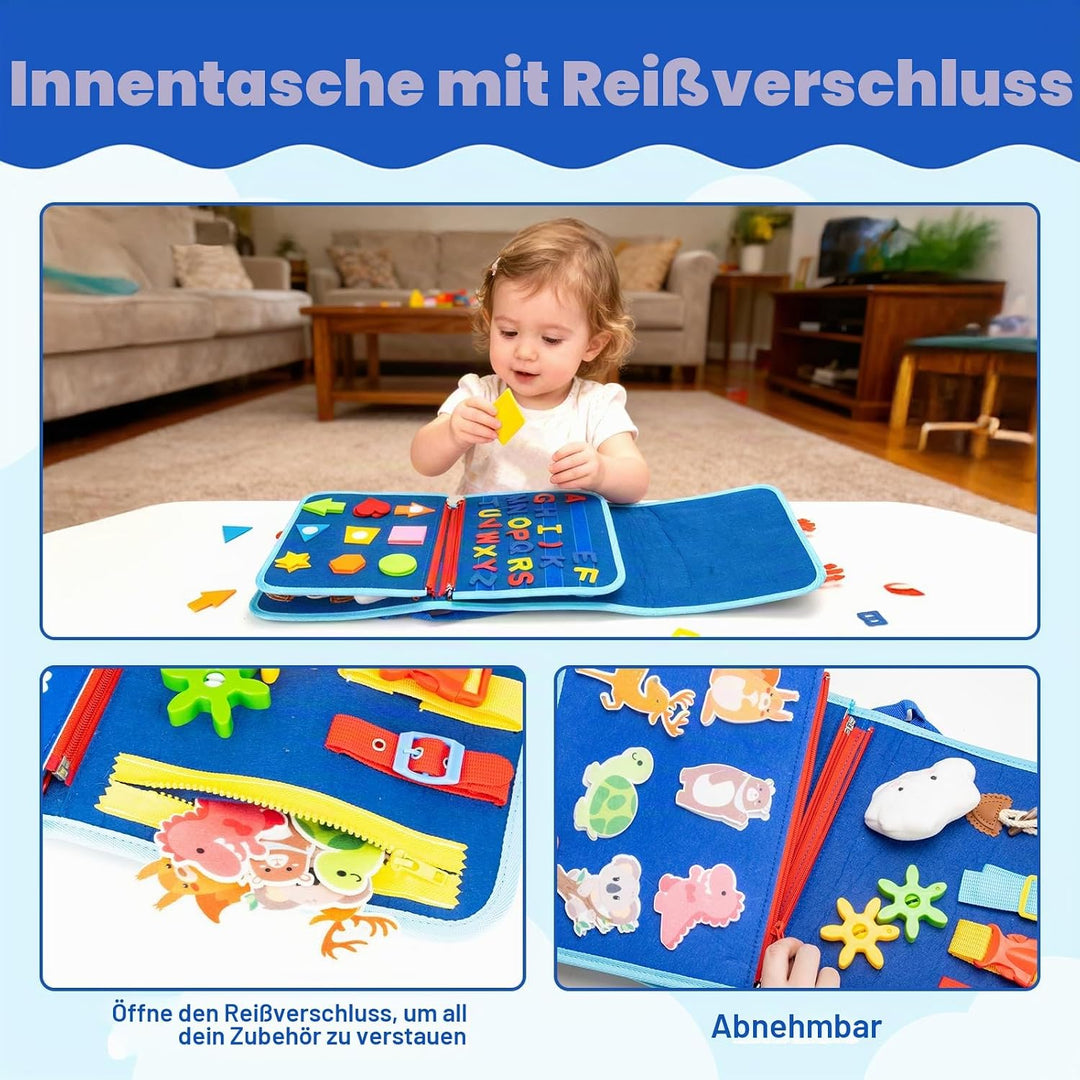 Funsland Busy Board Montessori Spielzeug - Kleinkind Activity Board Auto Flugzeug Reisespielzeug, Ba