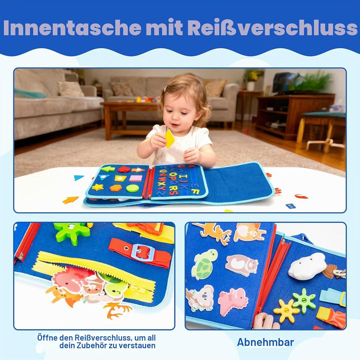 Funsland Busy Board Montessori Spielzeug - Kleinkind Activity Board Auto Flugzeug Reisespielzeug, Ba
