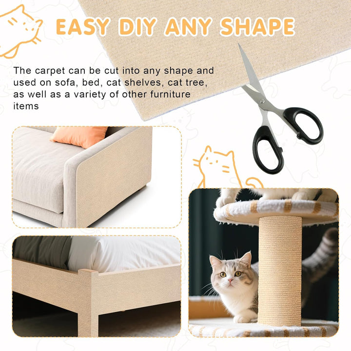 Qoosea Kratzmatte Selbstklebend 200cmx40cm, 2 Stück Selbstklebende Kratzmatte DIY Kratzschutz Katze