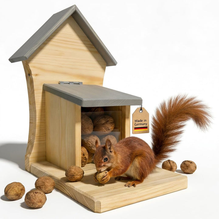 DAdie Eichhörnchen Futterhaus - Wetterfeste und Robuste Eichhörnchen Futterstation - zum Hängen oder