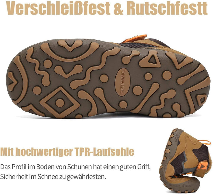 Mishansha Kinder Winterschuhe Gefüttert Winterstiefel für Jungen Mädchen Gr.24-38 27 EU Braun Schwar