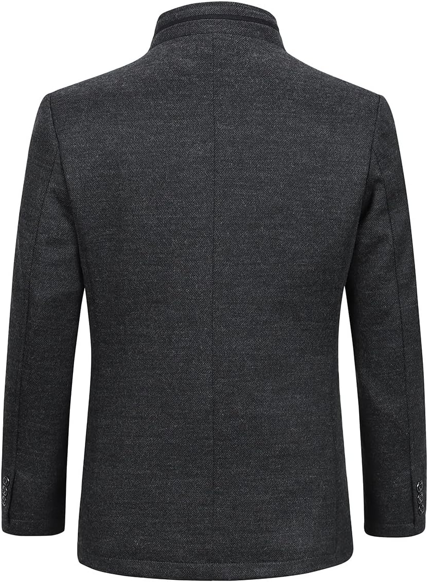 Allthemen Wintermantel Herren Kurzmantel Slim Fit Mantel mit Stehkragen Wolle Warm Wollmantel Busine