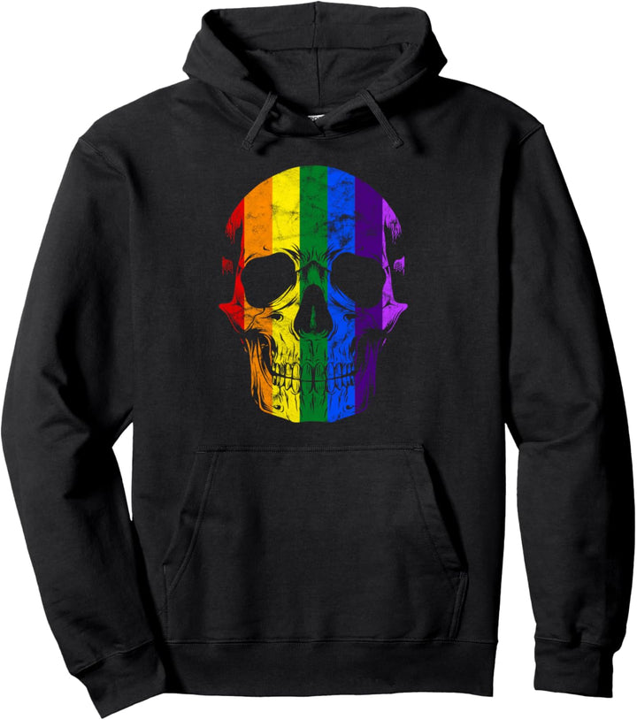 Rainbow Regenbogen Schädel Totenkopf Symbol Gay Pride LGBT Pullover Hoodie