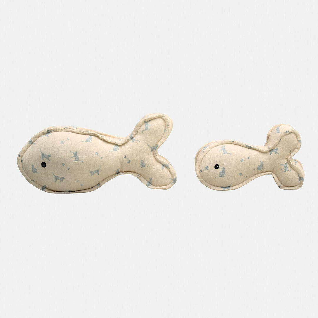 Loberon Kissen 2er Set Oceravia, beige/blau | Zwei Grössen - Süsse Fischform - Kuschelakzent für das