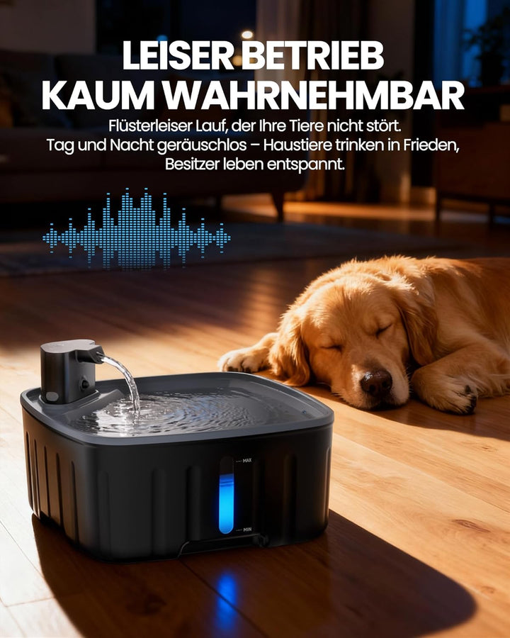Kittyspout Trinkbrunnen für Hunde Kabellos, 8L/ 270 oz Grosse Hundebrunnen/Katzenbrunnen mit Bewegun