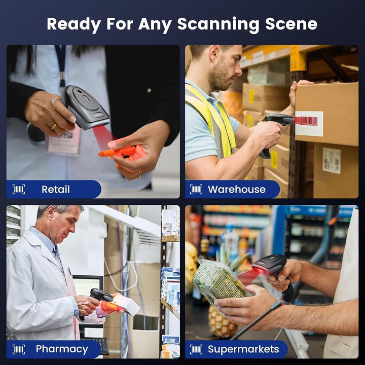 Eyoyo Barcode Scanner 1D 2D QR kabelgebunden und 2.4G Wireless, QR Code Scanner Handheld Barcode Les