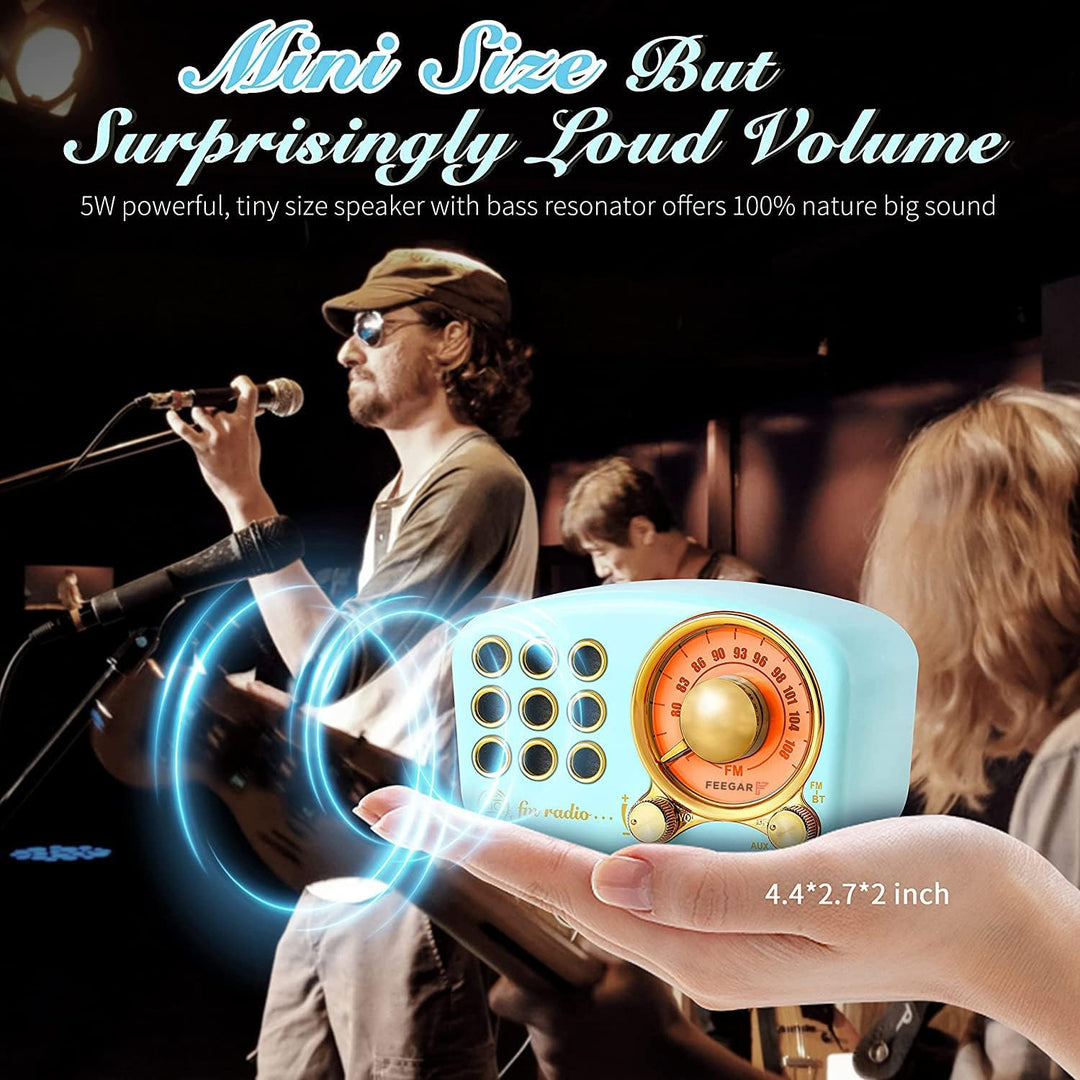 Radio Feegar Retro Bluetooth Lautsprecher,Vintage FM Radio mit altmodischem klassischem Stil,Starke