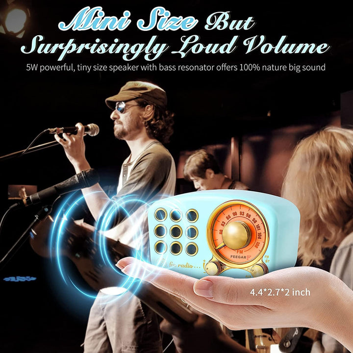 Radio Feegar Retro Bluetooth Lautsprecher,Vintage FM Radio mit altmodischem klassischem Stil,Starke