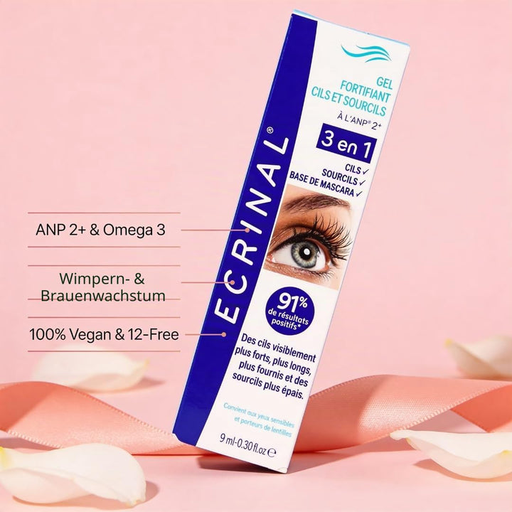 ECRINAL Strengthening Lash Gel mit ANP2+ für Wimpern- & Augenbrauenwachstum, reich an Omega 3, parab