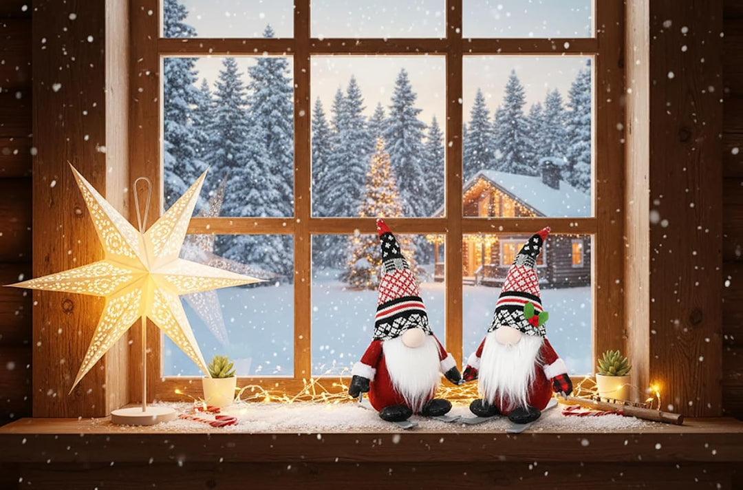 KAMACA 2er Set Deko Wichtel Ski Wichtelpärchen aus Stoff mit knuffigem Outfit Dekoidee zum Verschenk
