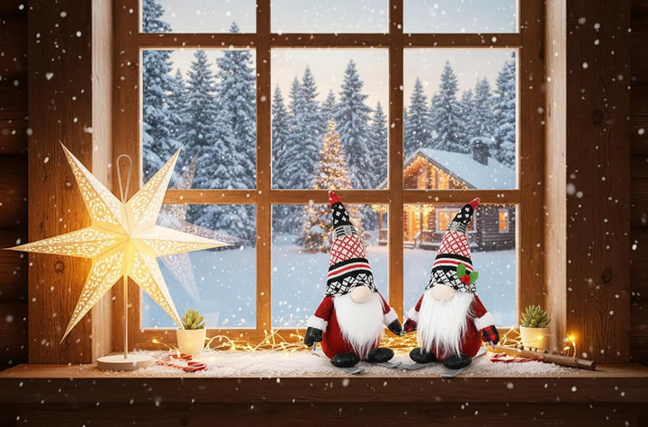 KAMACA 2er Set Deko Wichtel Ski Wichtelpärchen aus Stoff mit knuffigem Outfit Dekoidee zum Verschenk