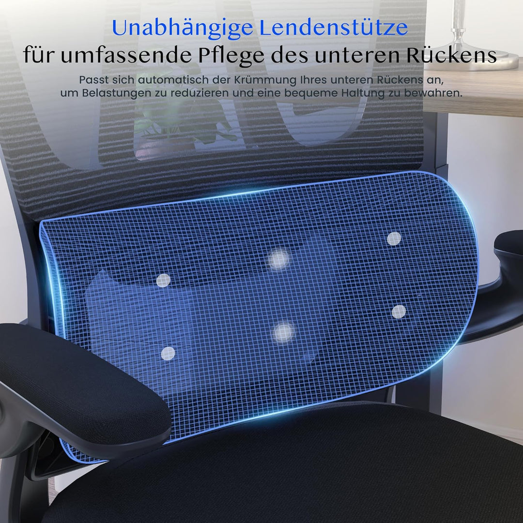 FLEXISPOT Ergonomischer Bürostuhl, Schreibtischstuhl mit 2D-Kopfstütze, Klappbare Armlehnen & Dynami