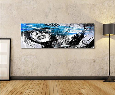 islandburner Bild Bilder auf Leinwand Street Art Blue Panorama XXL Poster Leinwandbild Wandbild Deko