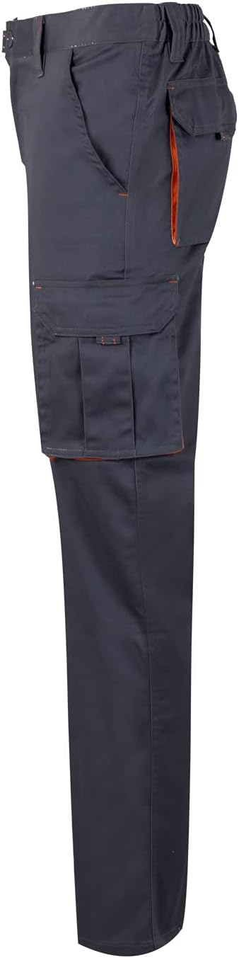 Velilla Unisex Stretch Mehreren Taschen Farbe Grau und Orange Grösse 44 Hose für professionellen Geb