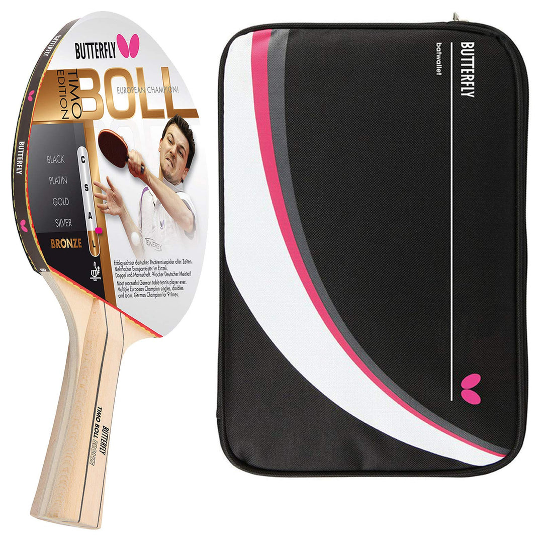 Butterfly Timo Boll Bronze Tischtennisschläger + Tischtennishülle Drive Case 2 | Tischtennisschläger