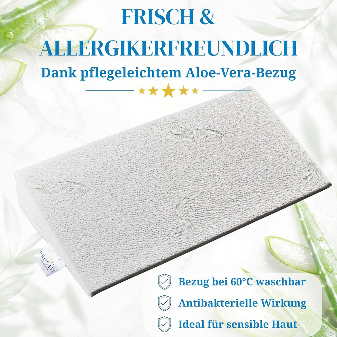 PROCAVE Bettkeil | keilförmiges Schaumstoffkissen | atmungsaktive Matratzenerhöhung | Made in German