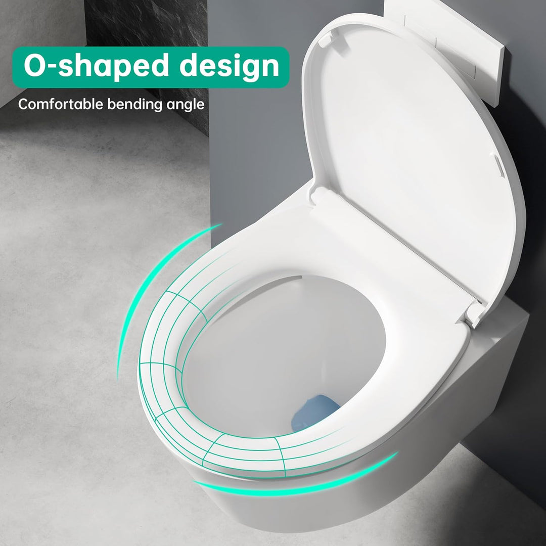 Toilettendeckel mit Absenkautomatik aus Robustem Duroplast, Umweltfreundlicher WC Sitz O-Form, Antib