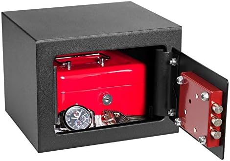 Homesafe HV15K Tresor Safe mit Schlüssel-Schloss, 15x20x17cm (HxWxD ), Carbon Satin Schwarz, 15x20x1
