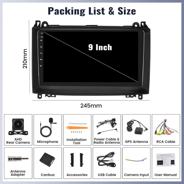 CAMECHO [DSP Audio] 8 Core 4+64G Android 13 Autoradio für Mercedes Benz Sprinter W639 W906 AB Klasse