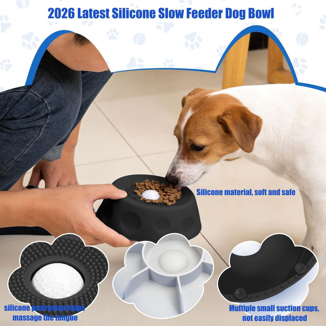 Schleckball Slow Feeder für Hund,Silikon Leckspielzeug mit Anti-Rutschbasis Schwarz, Schwarz
