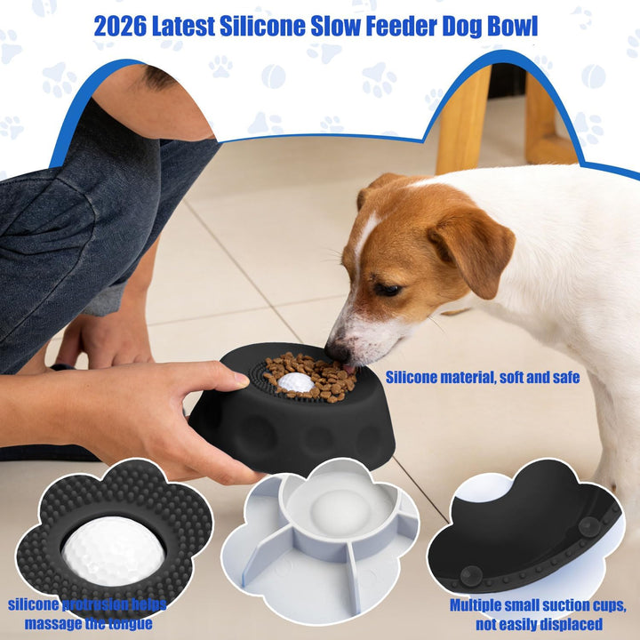 Schleckball Slow Feeder für Hund,Silikon Leckspielzeug mit Anti-Rutschbasis Schwarz, Schwarz