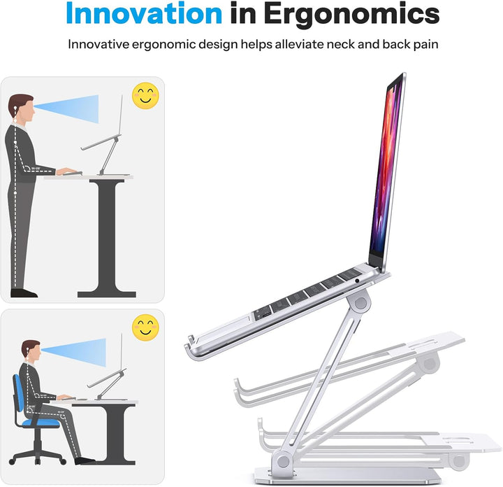 OMOTON Laptop Ständer Höhenverstellbar, Ergonomischer Aluminium Faltbarer Notebook Ständer, Laptop H