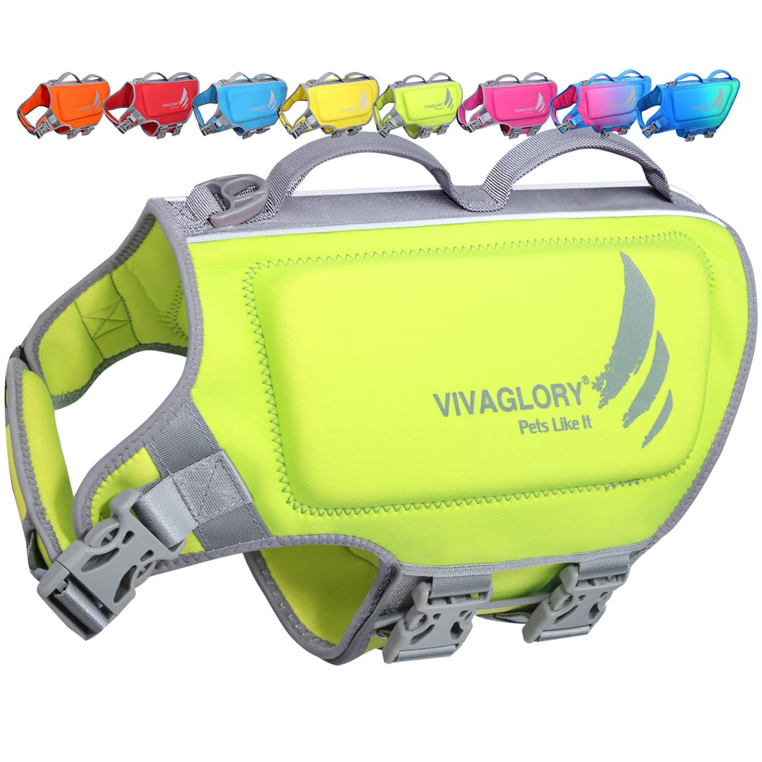VIVAGLORY Hunde Schwimmweste High Buoyancy Hundeschwimmweste, XL, Neongelb | Rettungswesten Hunde-Sc