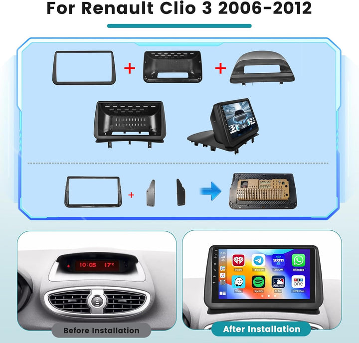 [2G+64G] Hikity Autoradio Für Renault Clio 3 2008-2014 Android 15 Wireless Carplay Android Auto 9Zol