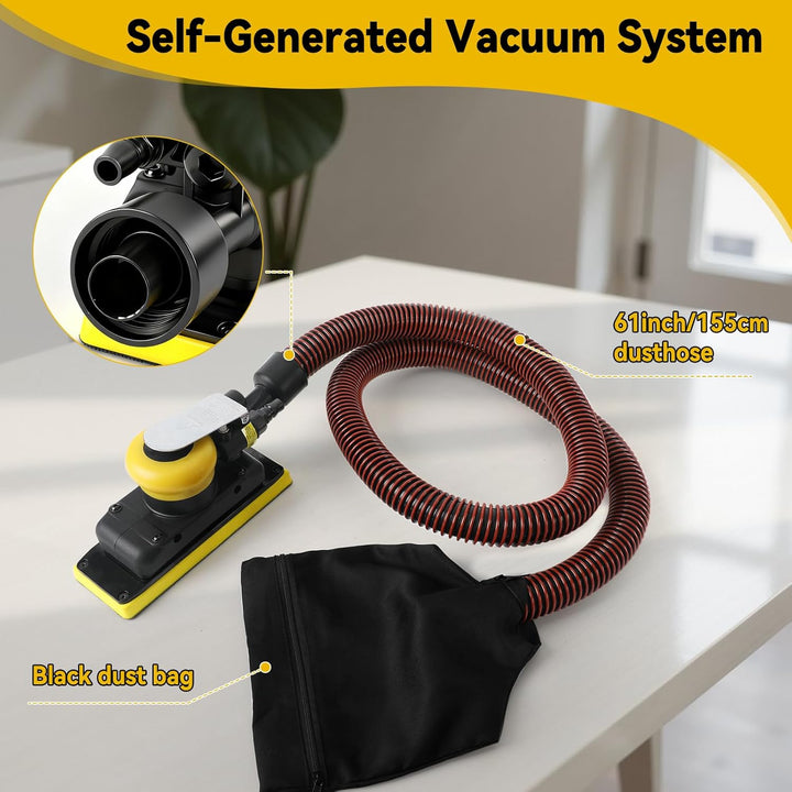 Exzenterschleifer Pneumatische Poliermaschine Set, 10000RPM Pneumatischer Handschleifer 7x20cm Staub