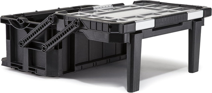 Keter Connect Cantilever Werkzeugkasten, 56,5x31,7x25,1 Cm, Transparenter Bruchsicherer Deckel, Hera