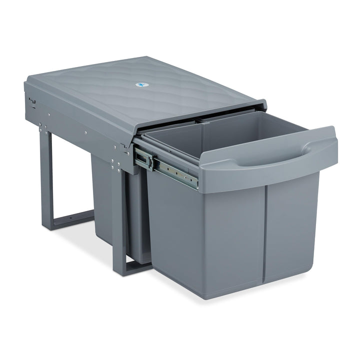 Relaxdays Einbaumülleimer 3-fach, ausziehbar, Küchenmülleimer für Unterschrank, 15 l &amp; 2x 8 l, 34,6