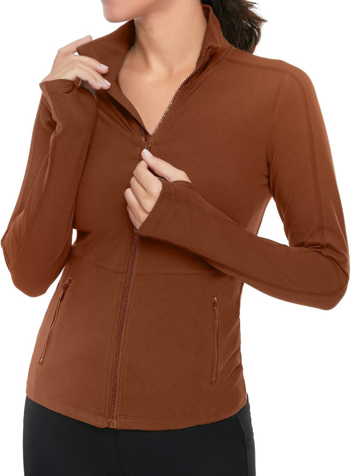 VUTRU Damen Laufjacke Hoher Kragen Leicht Sportjacke Langarm Yoga Shirt Fitness Jacke Atmungsaktive