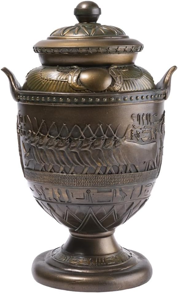 Ägyptische Deko Urne Ägyptische Dekoration Höhe 28 cm Bronze, Bronze
