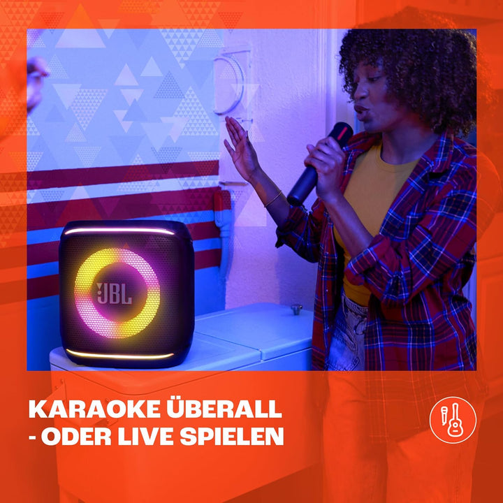 JBL Partybox Encore 2, kabelloser Bluetooth Partylautsprecher mit Mikrofon, 15 Stunden Spielzeit, IP