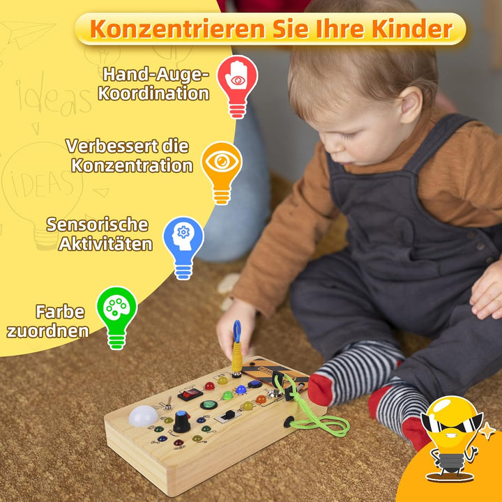Montessori Spielzeug ab 1 Jahr Busy Board, Baby Motorikspielzeug Activity Board Holzspielzeug ab 1 2