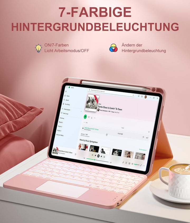 Vobafe Hülle mit Tastatur für iPad Air 11 Zoll (2025 M3/2024 M2), iPad Air 5 4 2022/2020 10,9 Zoll,
