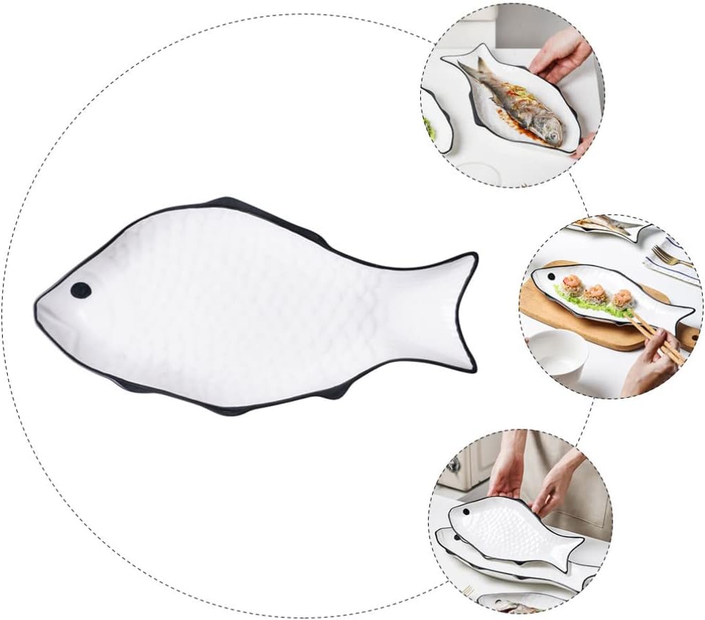 Cabilock Kuchenteller Keramische Servierplatte Fischform Dinner Platte Serviert Teller Lebensmittela