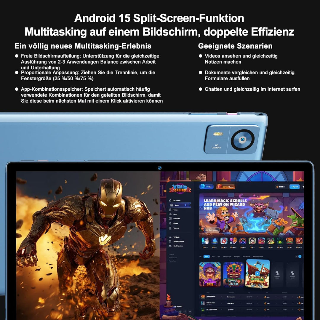 Tablet 10.1 Zoll Android 15 Tablet 【30 GB RAM + 128 GB ROM+2TB】【Gemini AI】, Widevine L1, Octa Core,