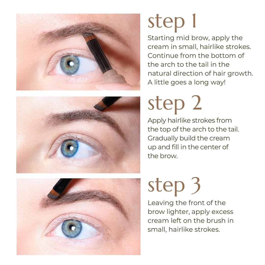 Chella Eyebrow Cream, Luscious Light Brown - Vegan, Cruelty Free, Paraben Free, Gluten Free - Long W