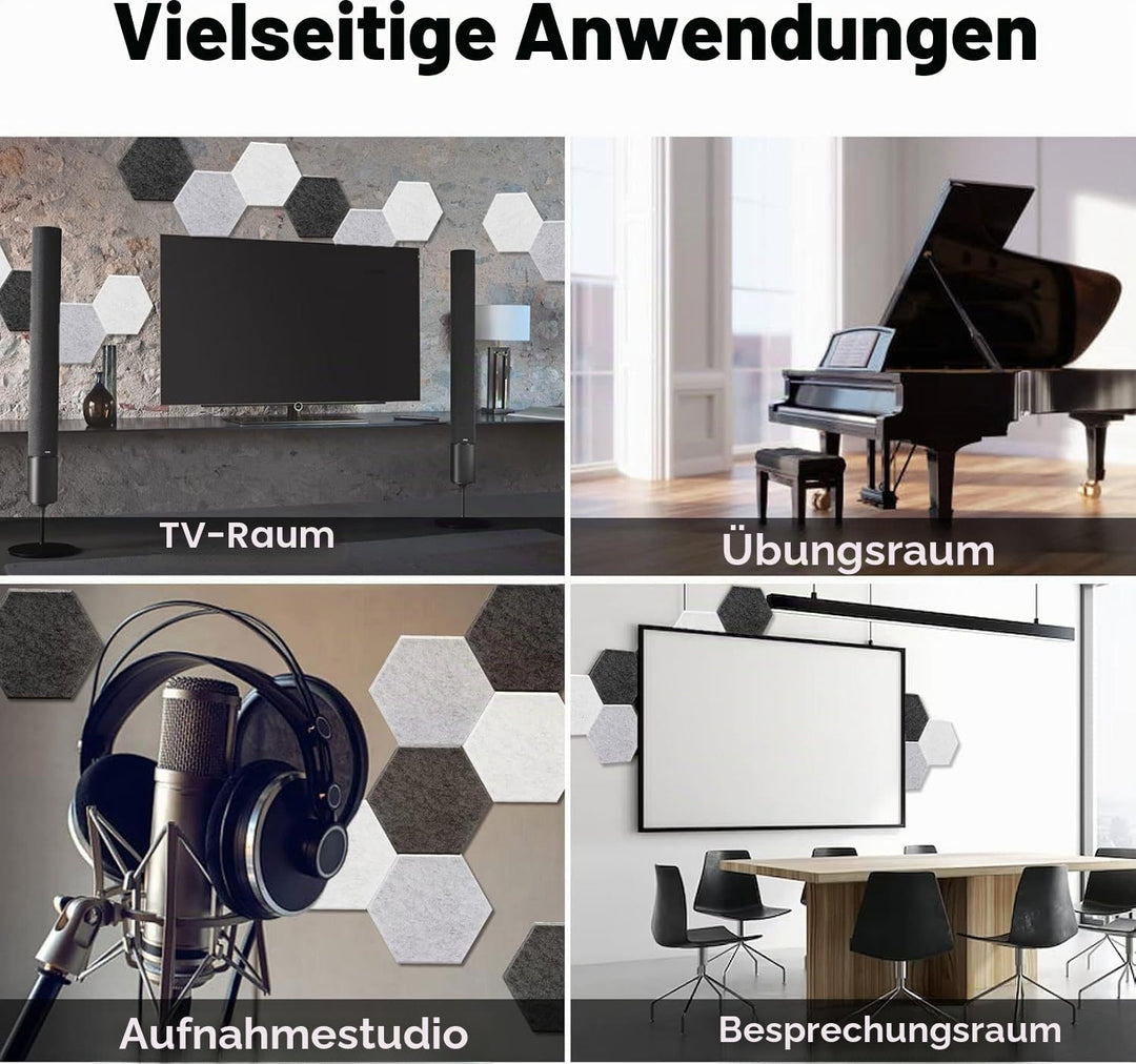 24 Stück selbstklebende Akustik-Absorptionsplatten, hohe Dichte, 30,5 x 25,4 x 1 cm, schalldichte Ak