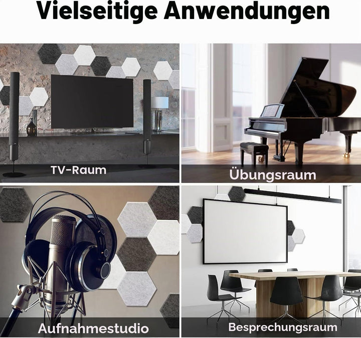 24 Stück selbstklebende Akustik-Absorptionsplatten, hohe Dichte, 30,5 x 25,4 x 1 cm, schalldichte Ak