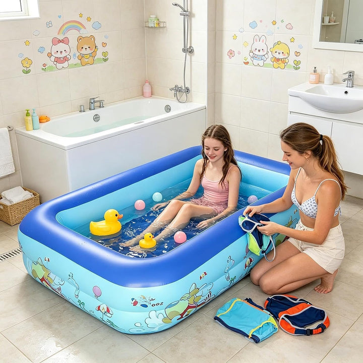 Aufblasbarer Pool Rechteckiges verdicktes Meerestier-Bällebad | Aufblasbarer Familienpool für Garten
