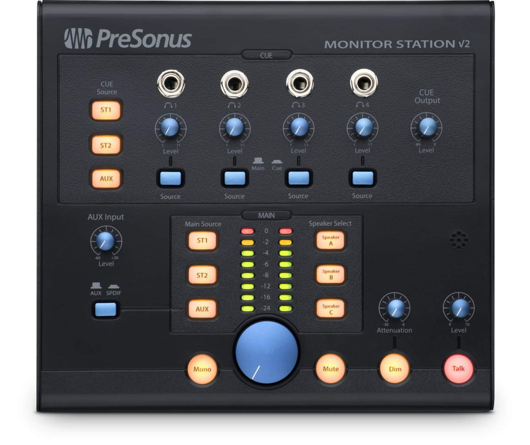 PreSonus Monitor Station V2, Desktop Studio Kontrollzentrum mit Monitor Lautstärkeregler und Kopfhör