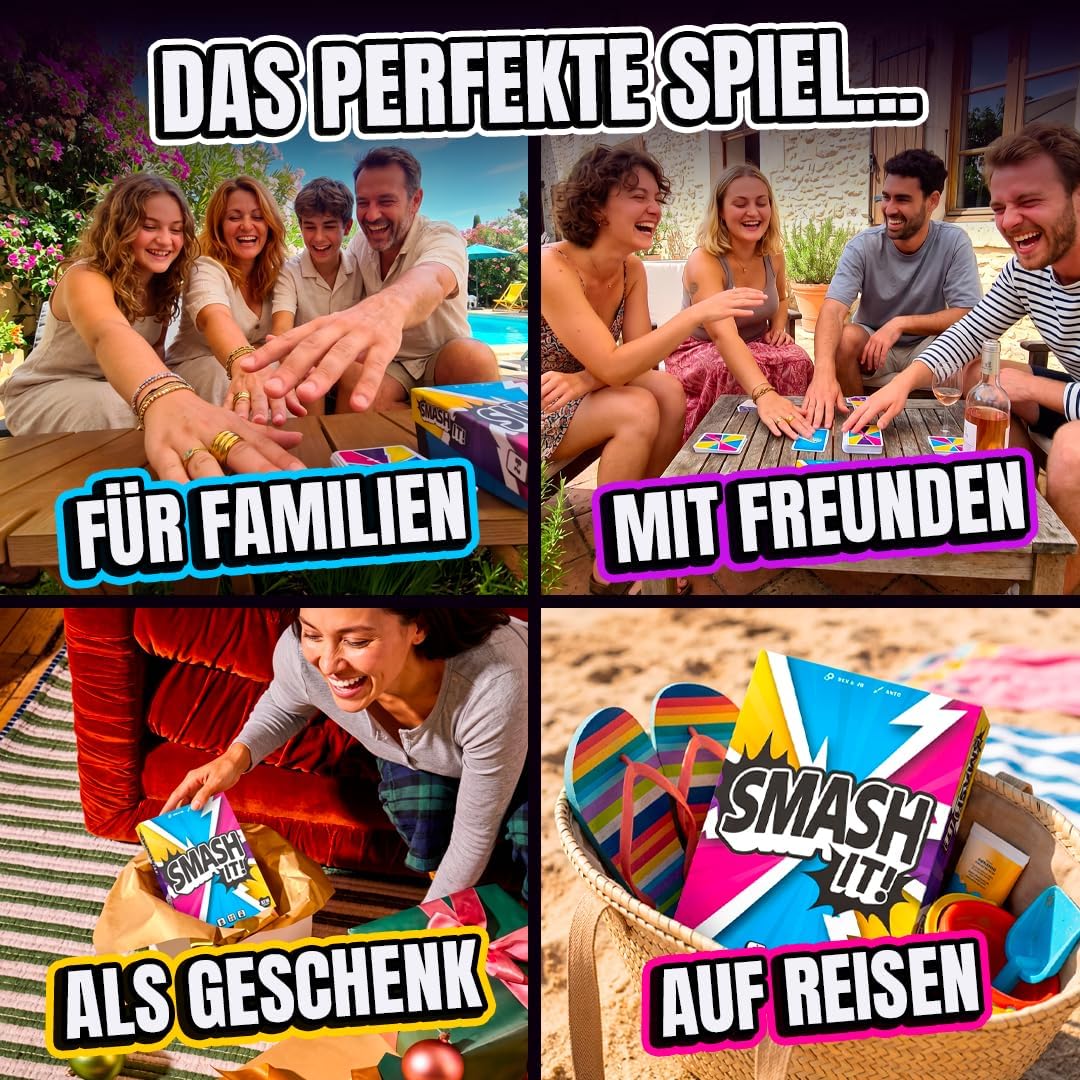 ATM Gaming Smash It – Kartenspiel für Familie und Freunde – Schnell und Verrückt – 2 bis 8 Spieler –