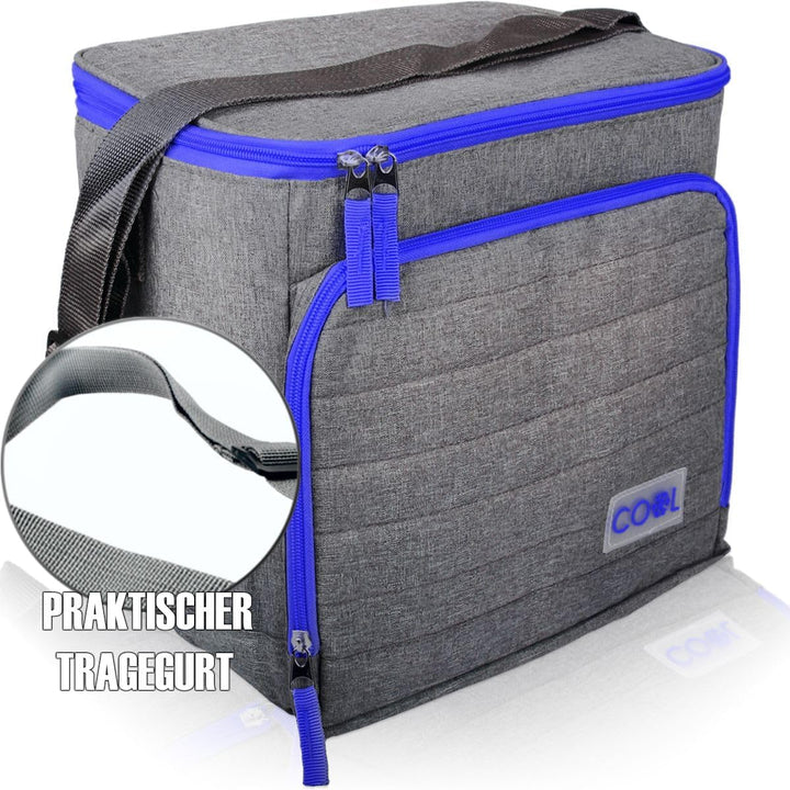 18 Liter Kühltasche Thermotasche Einkauf Picknick Schwimmbad Tasche Isoliertasche Grau-Blau, Grau-Bl