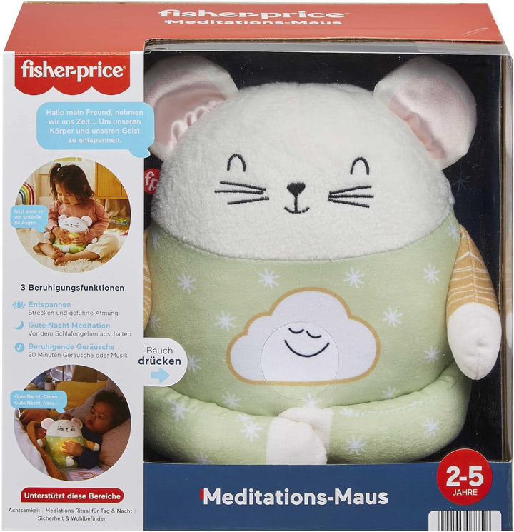 Fisher-Price HHH44 - Meditations-Maus – Entspannungs- und Schlafhilfe mit geführter Tages- und Abend