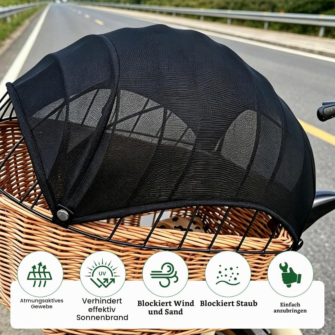 Fahrradkorb Abdeckung, atmungsaktives Sonnensegel für Hundefahrradkorb hinten, Wind und staubdicht,