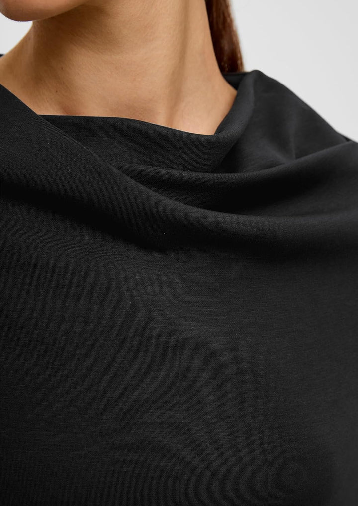 s.Oliver BLACK LABEL Damen Sweatshirt mit Wasserfall Kragen 36 Schwarz, 36 Schwarz